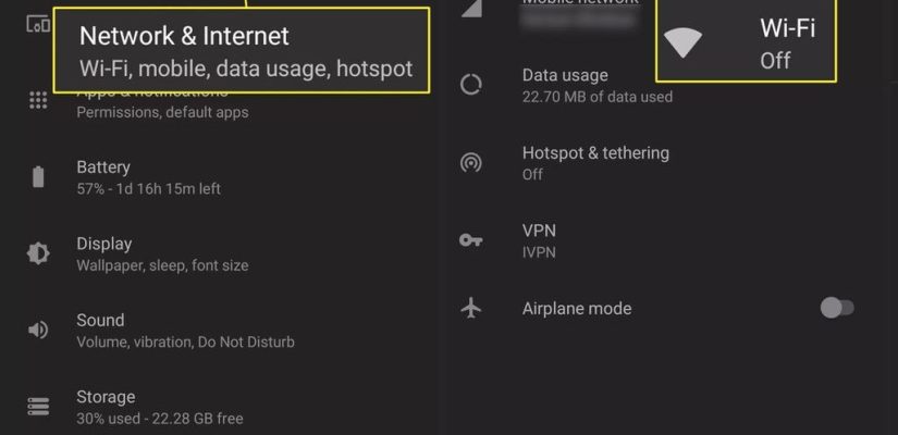 Go to Settings > Network & Internet > Wi-Fi on an Android phone